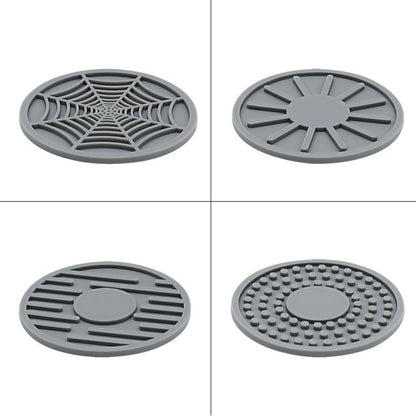 4pcs/set 6.8x0.3cm Car Anti-slip Silicone Water Coaster Storage Interior, Black, Gray, Brown, Green, Wine Red