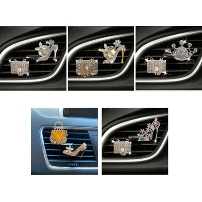 2pcs/Set Car Air Outlet Diamond-Encrusted Decoration Aromatherapy Clip, High Heels+Bag, Golden Bag+Gold High Heels, Bag+ Crown, Champagne Bag+ Gold High Heels, Bag+Color High Heels
