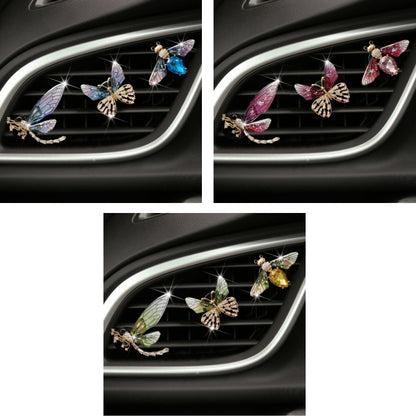 3pcs/set Metal Butterfly Dragonfly Bee Car Air Vent Aromatherapy Decorative Clip