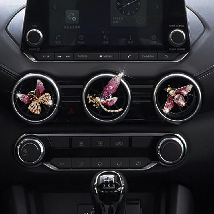 3pcs/set Metal Butterfly Dragonfly Bee Car Air Vent Aromatherapy Decorative Clip