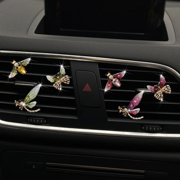 3pcs/set Metal Butterfly Dragonfly Bee Car Air Vent Aromatherapy Decorative Clip