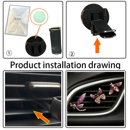3pcs/set Metal Butterfly Dragonfly Bee Car Air Vent Aromatherapy Decorative Clip