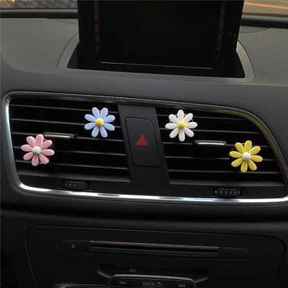 Colorful Daisy Car Decorative Air Vent Aromatherapy Clip, Blue, White, Yellow
