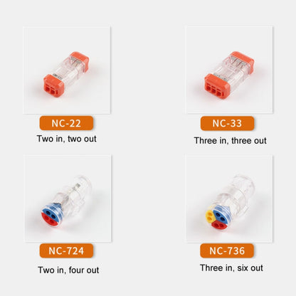 4pcs Direct Insertion Of Quick Terminal Block Wire Connector Clamps, NC-22, NC-33, NC-724, NC-736