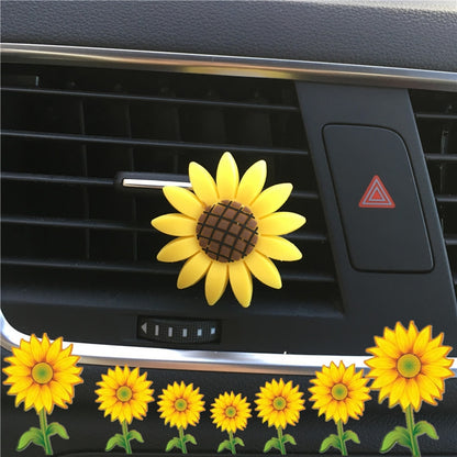 Sunflower Car Air Vent Aromatherapy Decorative Clip, Small Sunflower, Large Sunflower, Small Smile Face, Large Smile Face