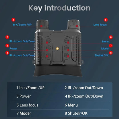 Head-Mounted Night Vision Device Binocular Digital 2.7 Inch Screen Outdoor Infrared Night Vision Telescope, NV8160