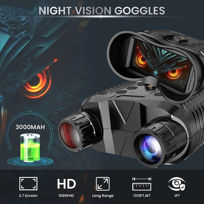 Head-Mounted Night Vision Device Binocular Digital 2.7 Inch Screen Outdoor Infrared Night Vision Telescope, NV8160