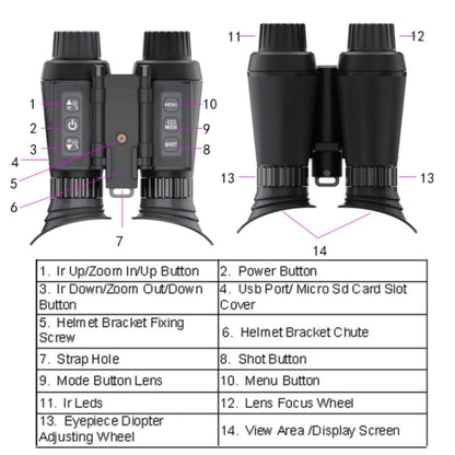 Adjustable Pupil Distance Headset Night Vision Device 3D HD Digital Binoculars Outdoor Infrared Night Vision Telescope, NV8300