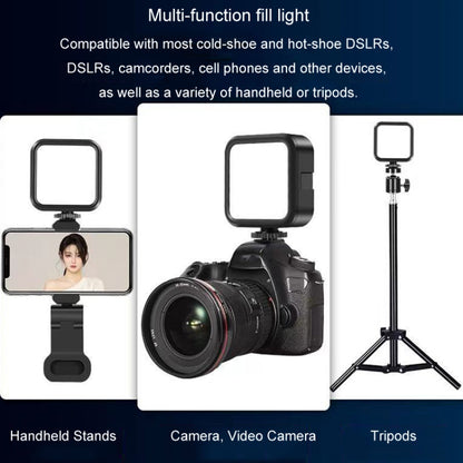 Portable Phone Desktop Live Fill Light Mini Pocket Light Shooting Camera Fill Lamp, Standard White Light, Standard White Light With Tripod+Hot Boot+Clip, Flagship 3 Color, RGB Full Color, RGB Full Color With Hot Boots+Clip...