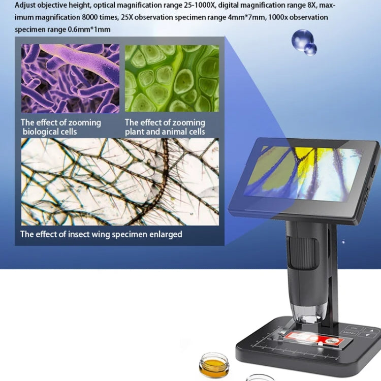 HD Electronic Digital Microscope 5 Inch Screen Touch Key 8000X Biological Cell Electronic Magnifying Glass, MS03
