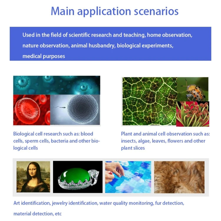 HD Electronic Digital Microscope 5 Inch Screen Touch Key 8000X Biological Cell Electronic Magnifying Glass, MS03