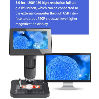 HD Electronic Digital Microscope 5 Inch Screen Touch Key 8000X Biological Cell Electronic Magnifying Glass, MS03