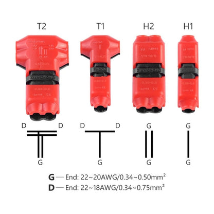 Straight Plug Quick Terminal Block No Strip Multifunctional Wire Connector, H1, H2, T1, T2, H1-T, H2-T, T1-T, T2-T