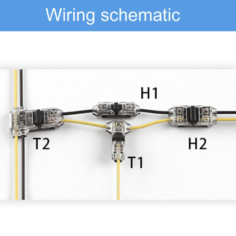 Straight Plug Quick Terminal Block No Strip Multifunctional Wire Connector, H1, H2, T1, T2, H1-T, H2-T, T1-T, T2-T