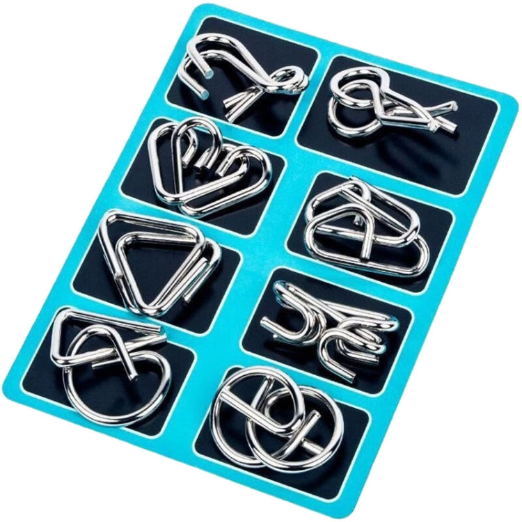 8pcs /Set Intelligence Unlocking Kids Puzzle Nine Links Toys, A Model Yellow, B Model Blue, C Model Pink, D Model Green