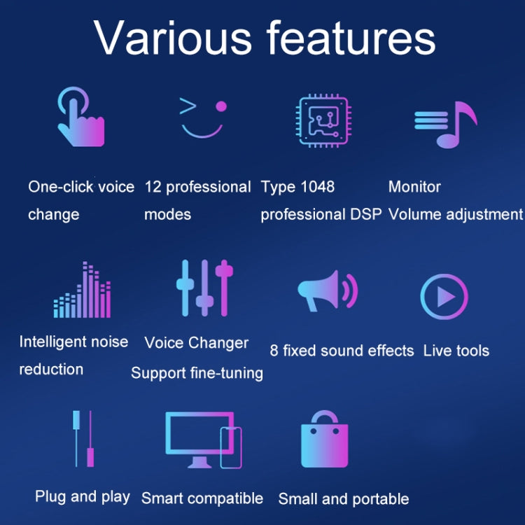 S9 Mobile Phone Computer Live Sound Card Voice Changer Game Karaoke Recording Audio Transformer, S9