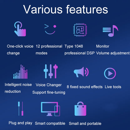 S9 Mobile Phone Computer Live Sound Card Voice Changer Game Karaoke Recording Audio Transformer, S9