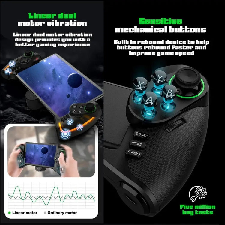 IPEGA Mechanical Gamepad Tablet Cell Phone Stretch Wireless Bluetooth Grip For N-S / P3 / PC / Switch / Android / IOS, Black