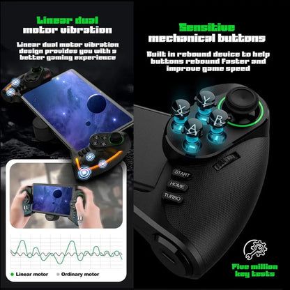 IPEGA Mechanical Gamepad Tablet Cell Phone Stretch Wireless Bluetooth Grip For N-S / P3 / PC / Switch / Android / IOS, Black
