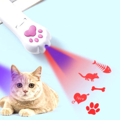 Pet Projection Toy USB Rechargeable LED Pattern Projector Cat Teaser Interactive Toys, A Type-Red Laser+ Green Light, B Type-Red Laser+ Red Light, C Type-UV Light+Green Light, D Type -UV Light+Red Light