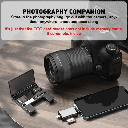 7 in 1 OTG SD Card Reader USB Type-C Adapter TF SD SIM PIN Storage Box, PF-50 Black, PF-50 Silver Gray, PF-50 Silver