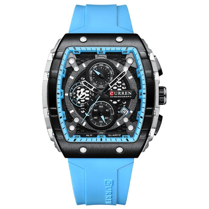 Curren 8442 Sport Six-Hand Silicone Strap Men Quartz Watch, White Shell Red, White Shell Blue, Rose Shell Blue, Rose Shell White, Rose Shell Black, Rose Shell Orange