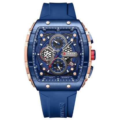Curren 8442 Sport Six-Hand Silicone Strap Men Quartz Watch, White Shell Red, White Shell Blue, Rose Shell Blue, Rose Shell White, Rose Shell Black, Rose Shell Orange