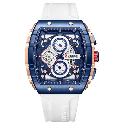 Curren 8442 Sport Six-Hand Silicone Strap Men Quartz Watch, White Shell Red, White Shell Blue, Rose Shell Blue, Rose Shell White, Rose Shell Black, Rose Shell Orange