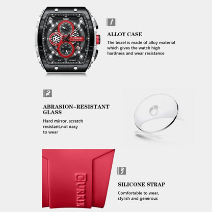 Curren 8442 Sport Six-Hand Silicone Strap Men Quartz Watch, White Shell Red, White Shell Blue, Rose Shell Blue, Rose Shell White, Rose Shell Black, Rose Shell Orange