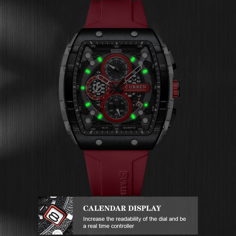 Curren 8442 Sport Six-Hand Silicone Strap Men Quartz Watch, White Shell Red, White Shell Blue, Rose Shell Blue, Rose Shell White, Rose Shell Black, Rose Shell Orange