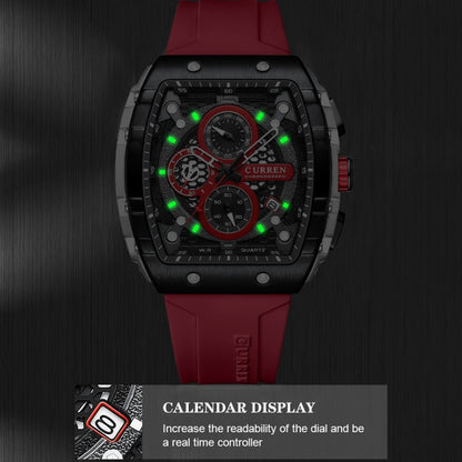 Curren 8442 Sport Six-Hand Silicone Strap Men Quartz Watch, White Shell Red, White Shell Blue, Rose Shell Blue, Rose Shell White, Rose Shell Black, Rose Shell Orange