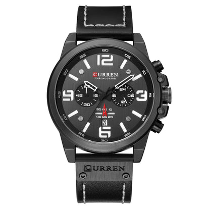 Curren 8314 Sports Six-Hand Waterproof Leather Strap Calendar Men Quartz Watch, Black Shell Khaki, Black Shell White, Black Shell Red, Black Shell Gray, White Shell White, White Shell Blue