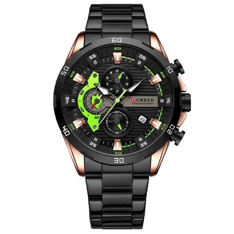 Curren 8402 Calendar Six-Hand Steel Strap Business Quartz Watch, Rose Shell Blue, Rose Shell Black, Black Shell Green, White Shell Black