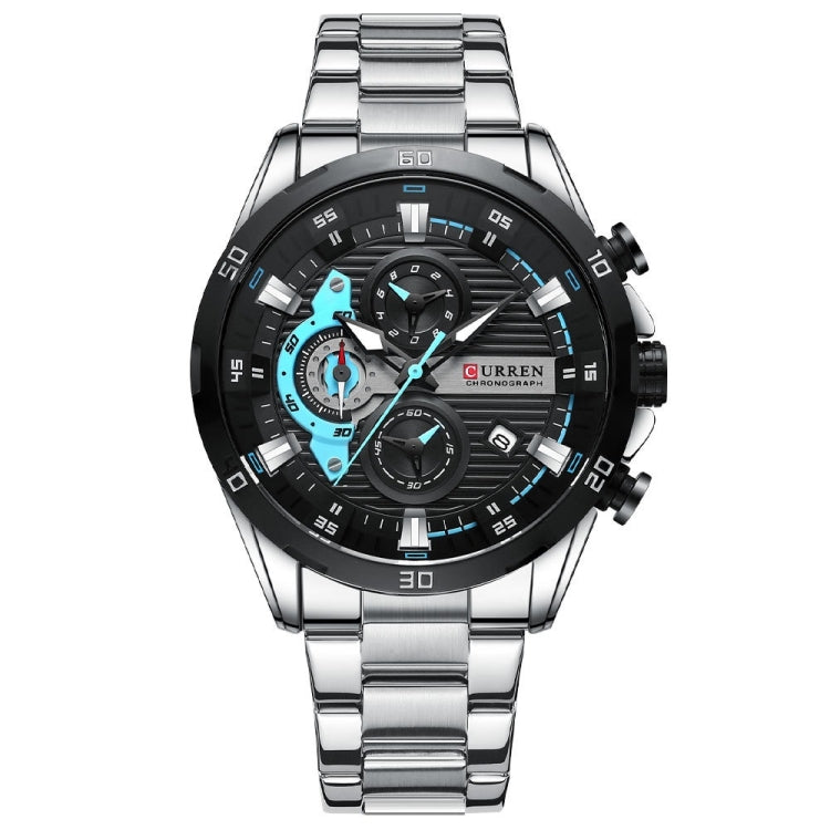 Curren 8402 Calendar Six-Hand Steel Strap Business Quartz Watch, Rose Shell Blue, Rose Shell Black, Black Shell Green, White Shell Black