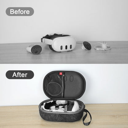 JYS-MQ018 For Apple Vision Pro / Meta Quest 3 VR Glasses Storage Bag Anti-fall and Anti-scrape Portable Bag, Black, Grey