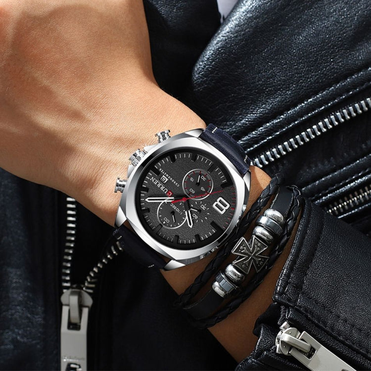 Curren 8324 Six-hand Leather Strap Waterproof Men Watch With Calendar, Black Shell Coffee, Black Shell Khaki, White Shell Black, White Shell White
