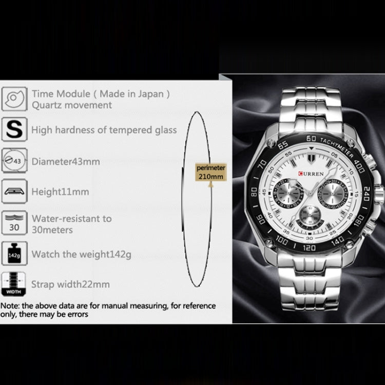 Curren 8077 Men Casual Business Waterproof Quartz Watch