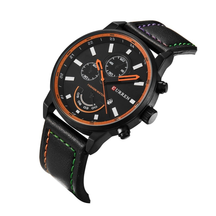 Curren 8217 Leather Strap Casual Waterproof Quartz Men Watch with Calendar