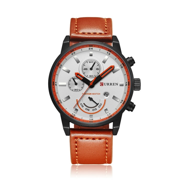Curren 8217 Leather Strap Casual Waterproof Quartz Men Watch with Calendar