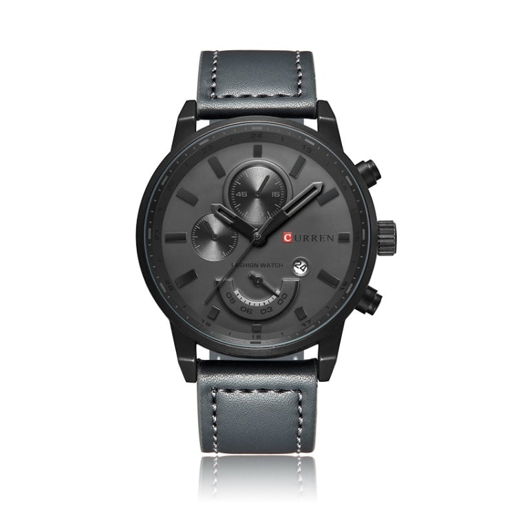Curren 8217 Leather Strap Casual Waterproof Quartz Men Watch with Calendar