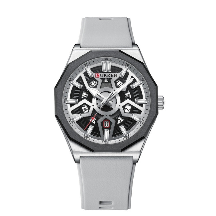 Curren 8437 Casual Men Silicone Strap Quartz Watch with Calendar, White Shell Gray, White Shell Black, Black Shell Green, Rose Blue Blue, Black Shell Black Orange Strap
