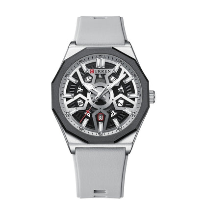 Curren 8437 Casual Men Silicone Strap Quartz Watch with Calendar, White Shell Gray, White Shell Black, Black Shell Green, Rose Blue Blue, Black Shell Black Orange Strap