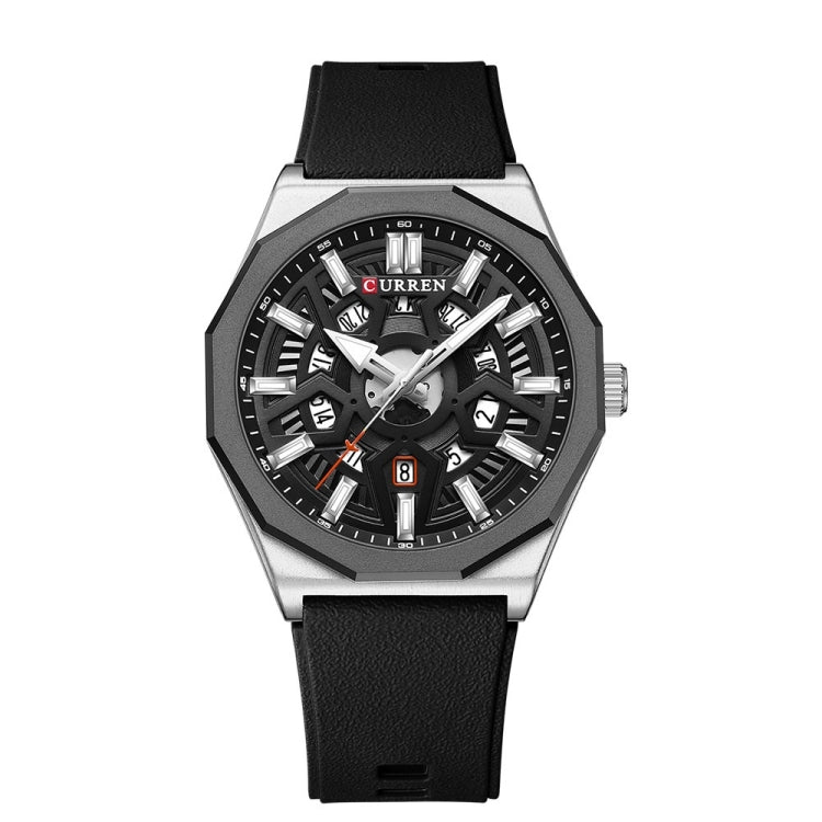 Curren 8437 Casual Men Silicone Strap Quartz Watch with Calendar, White Shell Gray, White Shell Black, Black Shell Green, Rose Blue Blue, Black Shell Black Orange Strap