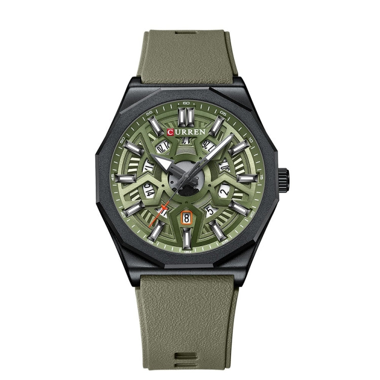 Curren 8437 Casual Men Silicone Strap Quartz Watch with Calendar, White Shell Gray, White Shell Black, Black Shell Green, Rose Blue Blue, Black Shell Black Orange Strap