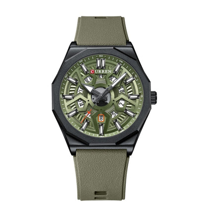 Curren 8437 Casual Men Silicone Strap Quartz Watch with Calendar, White Shell Gray, White Shell Black, Black Shell Green, Rose Blue Blue, Black Shell Black Orange Strap