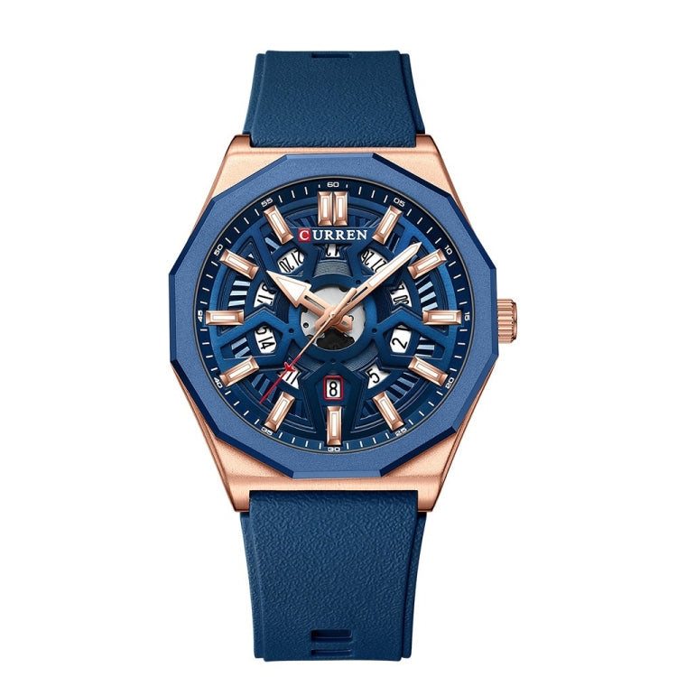 Curren 8437 Casual Men Silicone Strap Quartz Watch with Calendar, White Shell Gray, White Shell Black, Black Shell Green, Rose Blue Blue, Black Shell Black Orange Strap