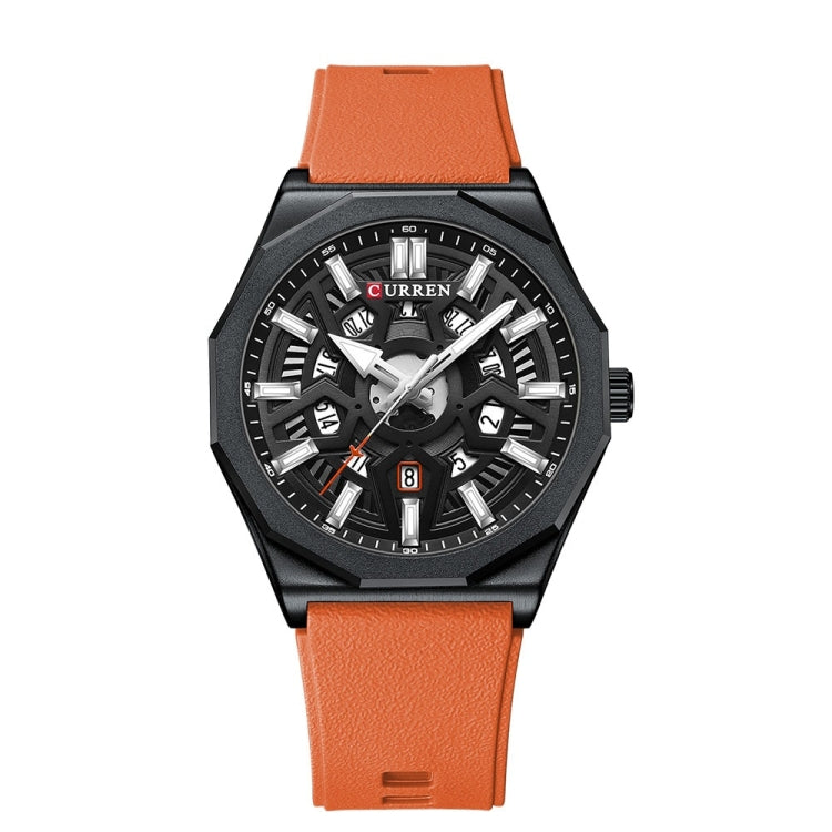 Curren 8437 Casual Men Silicone Strap Quartz Watch with Calendar, White Shell Gray, White Shell Black, Black Shell Green, Rose Blue Blue, Black Shell Black Orange Strap