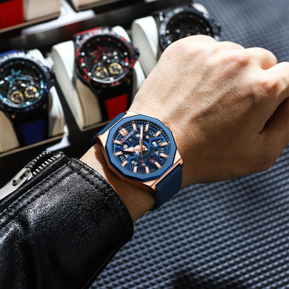 Curren 8437 Casual Men Silicone Strap Quartz Watch with Calendar, White Shell Gray, White Shell Black, Black Shell Green, Rose Blue Blue, Black Shell Black Orange Strap