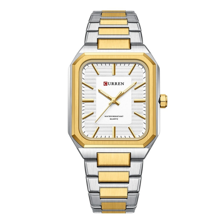 Curren 8457 Business Steel Strap Square Men Quartz Watch, White Shell Black, White Shell Blue, Golden White, Gold Green, Golden Shell Black Surface Black Belt