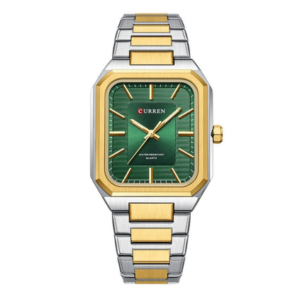 Curren 8457 Business Steel Strap Square Men Quartz Watch, White Shell Black, White Shell Blue, Golden White, Gold Green, Golden Shell Black Surface Black Belt